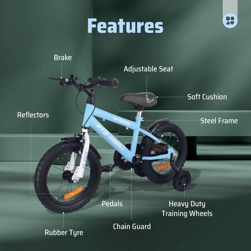 R for Rabbit Vroom Bicycle For Kids 14 Inch With 90% Plug and Play For Ease of Installation
