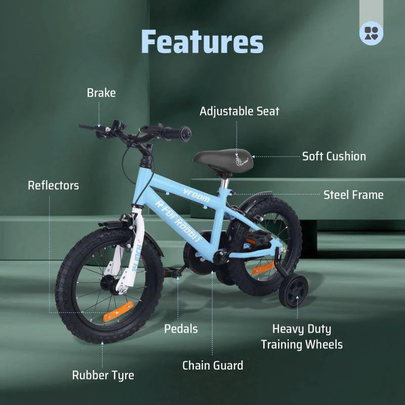 R for Rabbit Vroom Bicycle For Kids 14 Inch With 90% Plug and Play For Ease of Installation