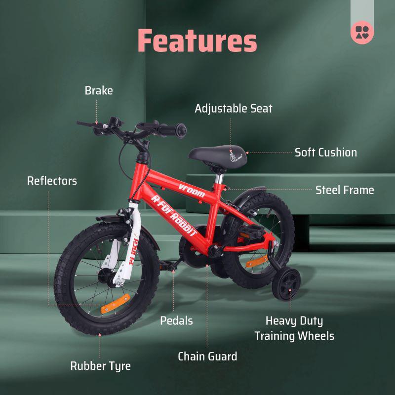 R for Rabbit Vroom Bicycle For Kids 14 Inch With 90% Plug and Play For Ease of Installation