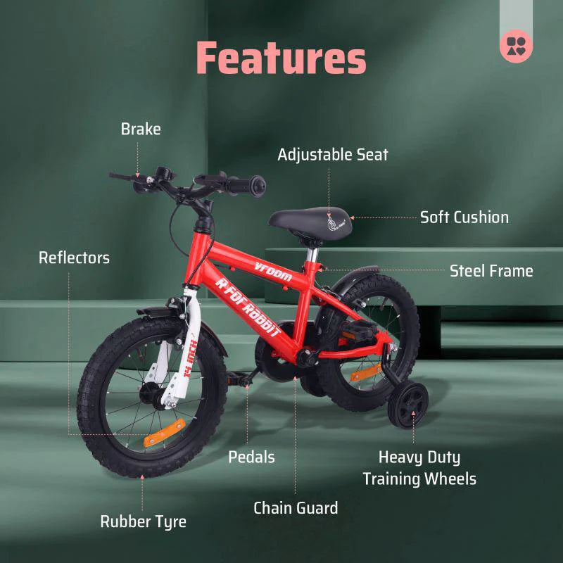 R for Rabbit Vroom Bicycle For Kids 14 Inch With 90% Plug and Play For Ease of Installation