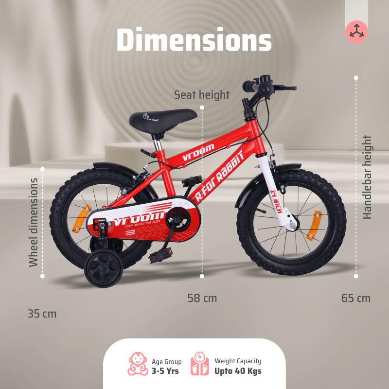 R for Rabbit Vroom Bicycle For Kids 14 Inch With 90% Plug and Play For Ease of Installation