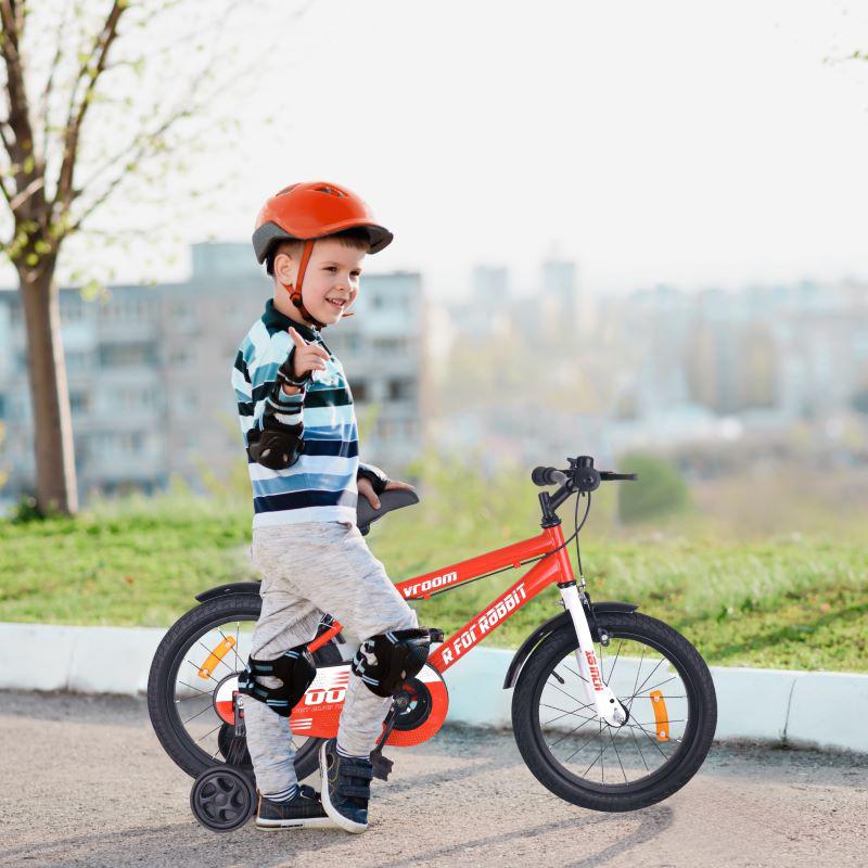 R for Rabbit Vroom Bicycle For Kids 16 Inch With 90% Plug And Play For Ease Of Installation, Wide Training Wheels, Adjustable Seat, 4-7yrs, Upto 40kgs
