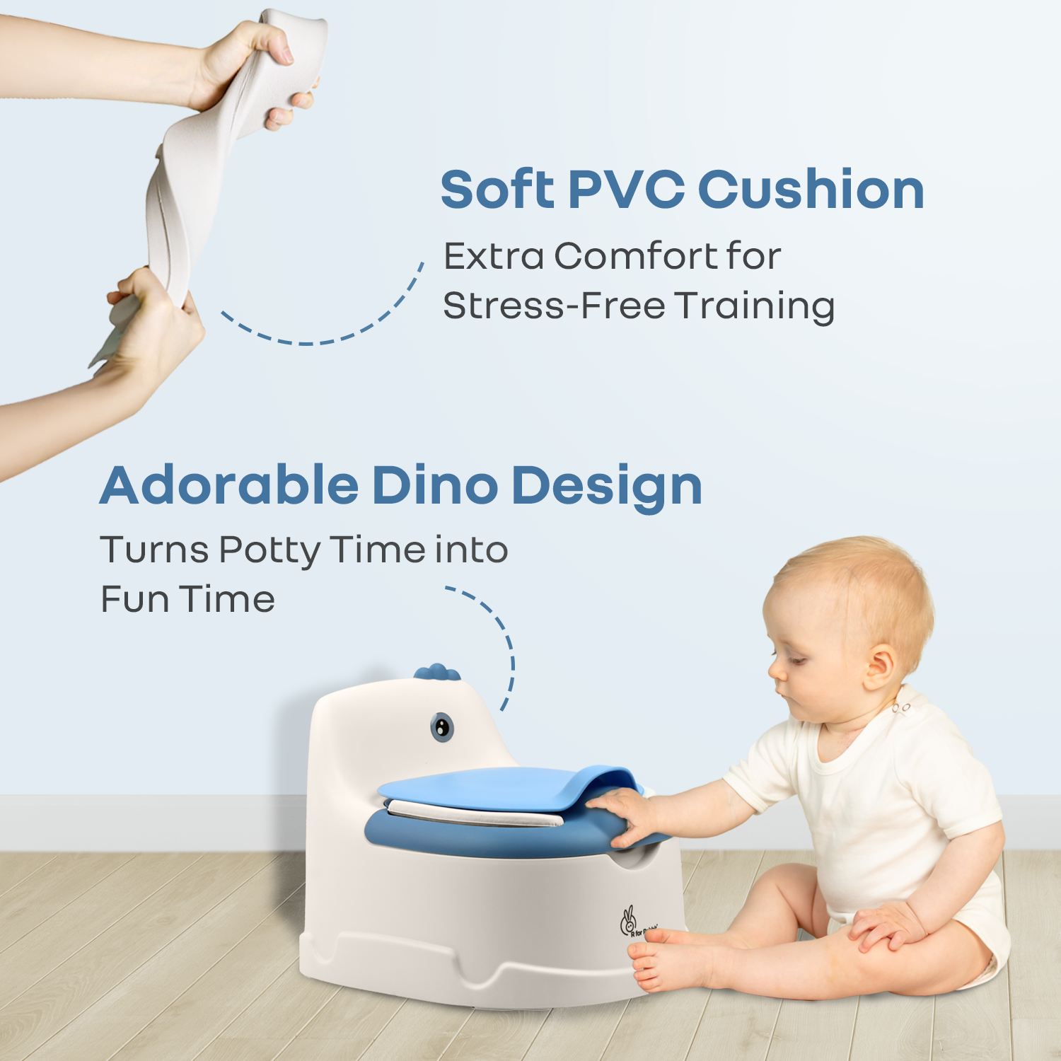 R for Rabbit Tiny Tots Dino BPA-Free Potty Training Toilet Seat for baby with Cushion