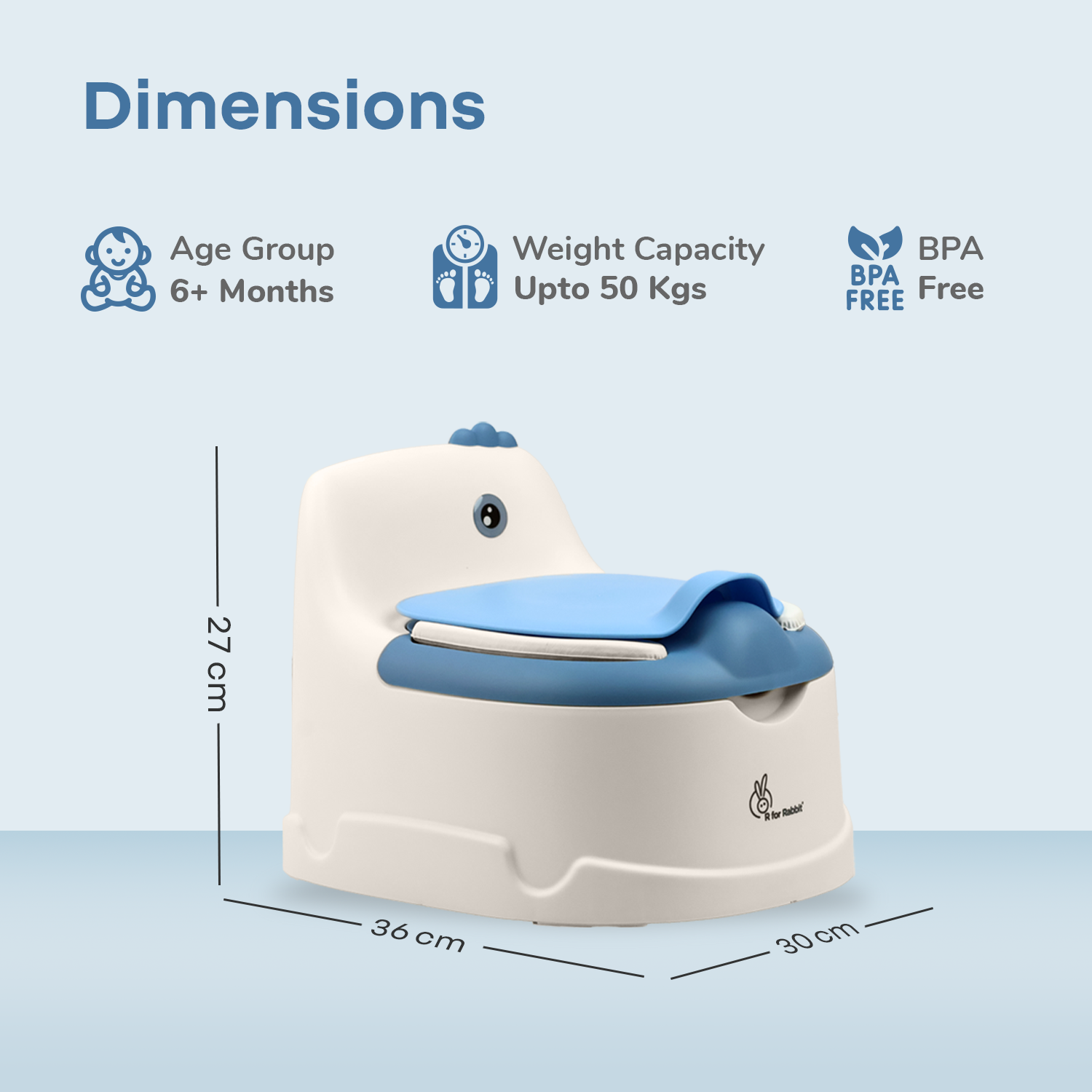 R for Rabbit Tiny Tots Dino BPA-Free Potty Training Toilet Seat for baby with Cushion