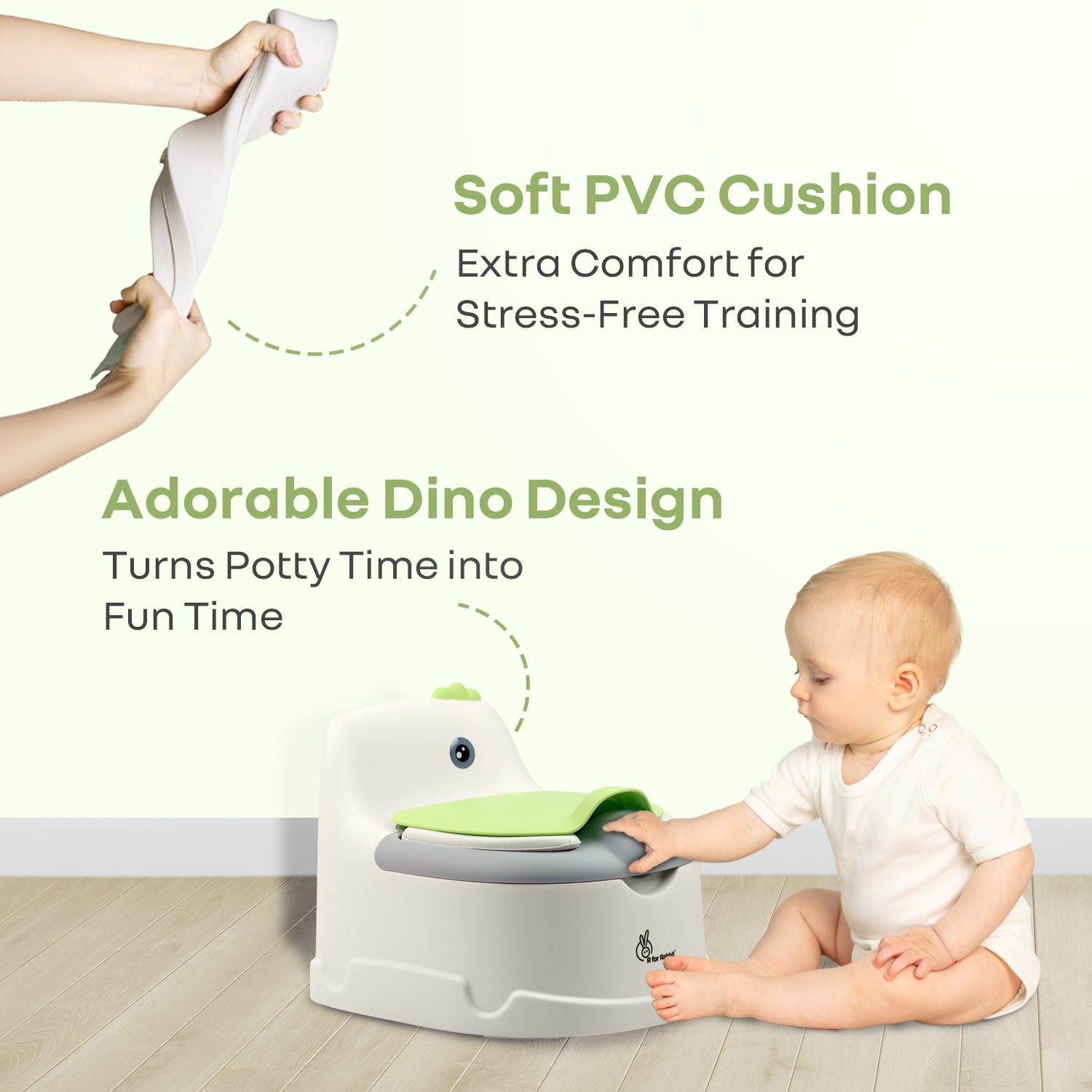 R for Rabbit Tiny Tots Dino BPA-Free Potty Training Toilet Seat for baby with Cushion