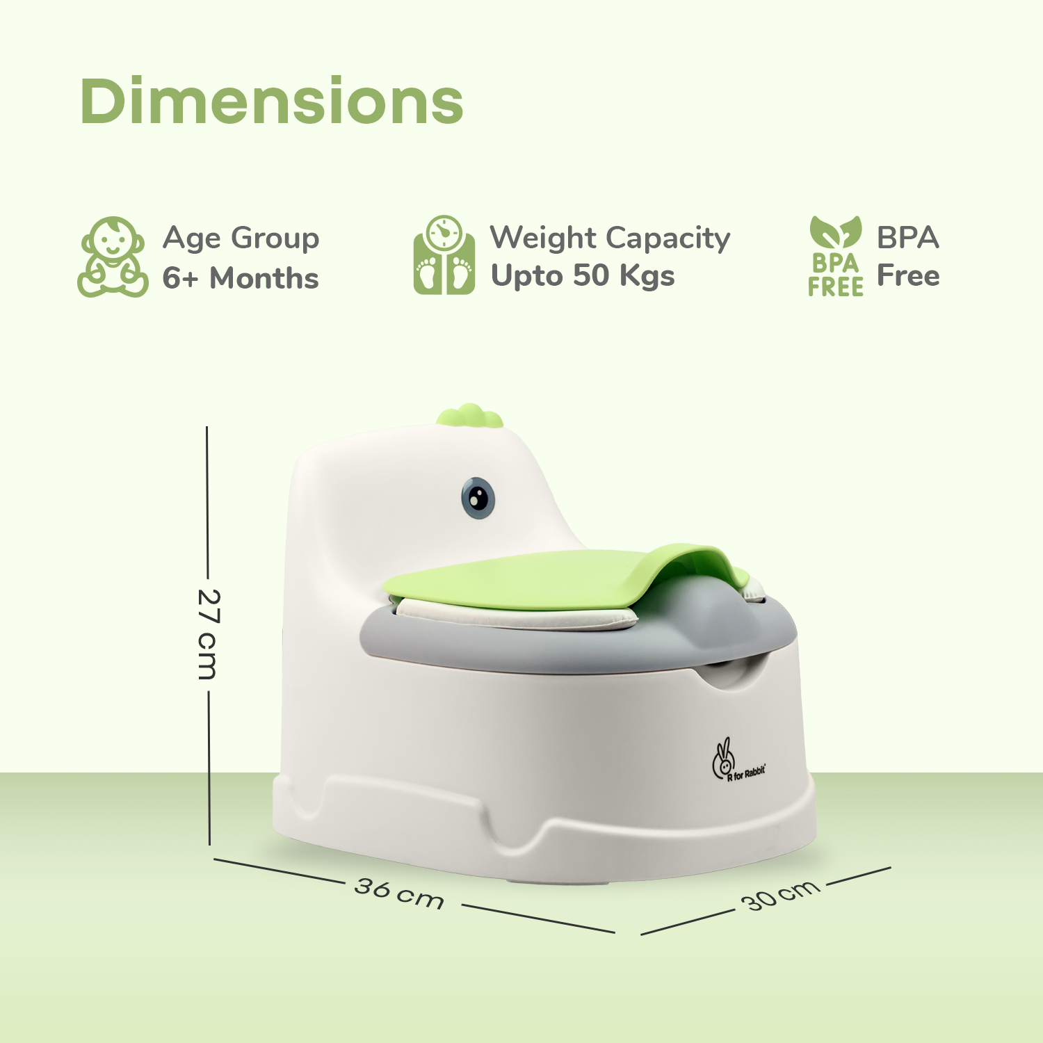 R for Rabbit Tiny Tots Dino BPA-Free Potty Training Toilet Seat for baby with Cushion