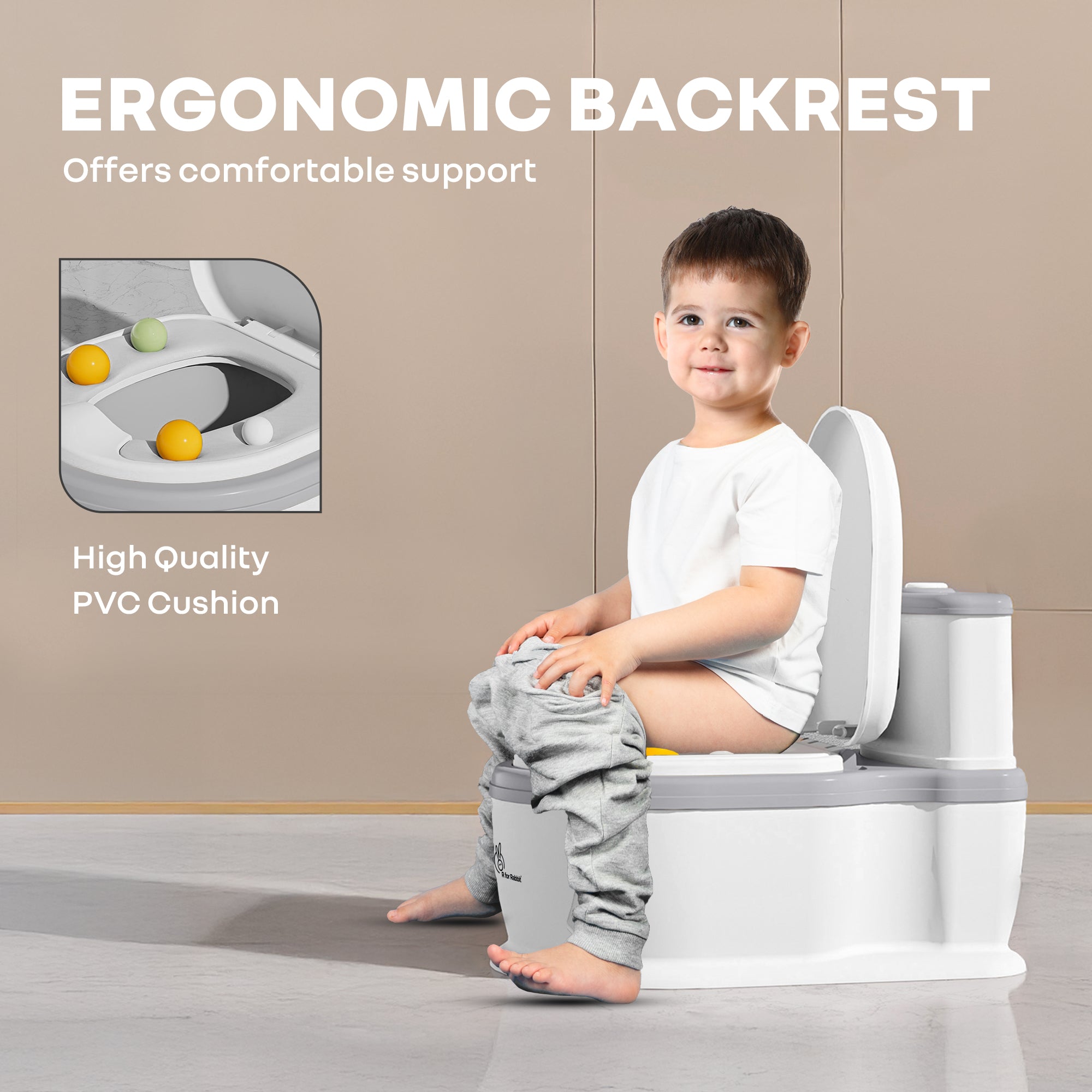 R for Rabbit Little Grownup Pixie Potty Training Seat for Kids with Music & Tissue Storage