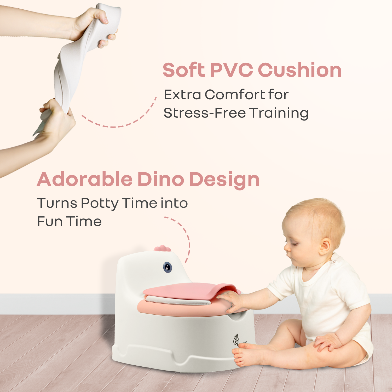 R for Rabbit Tiny Tots Dino BPA-Free Potty Training Toilet Seat for baby with Cushion