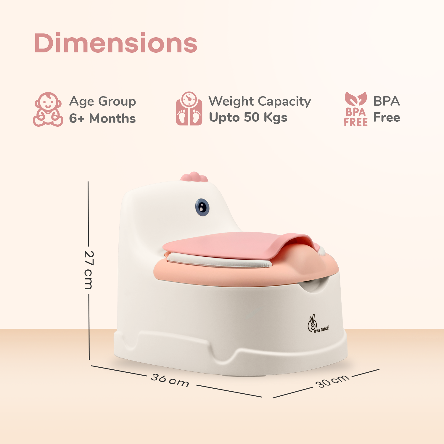 R for Rabbit Tiny Tots Dino BPA-Free Potty Training Toilet Seat for baby with Cushion