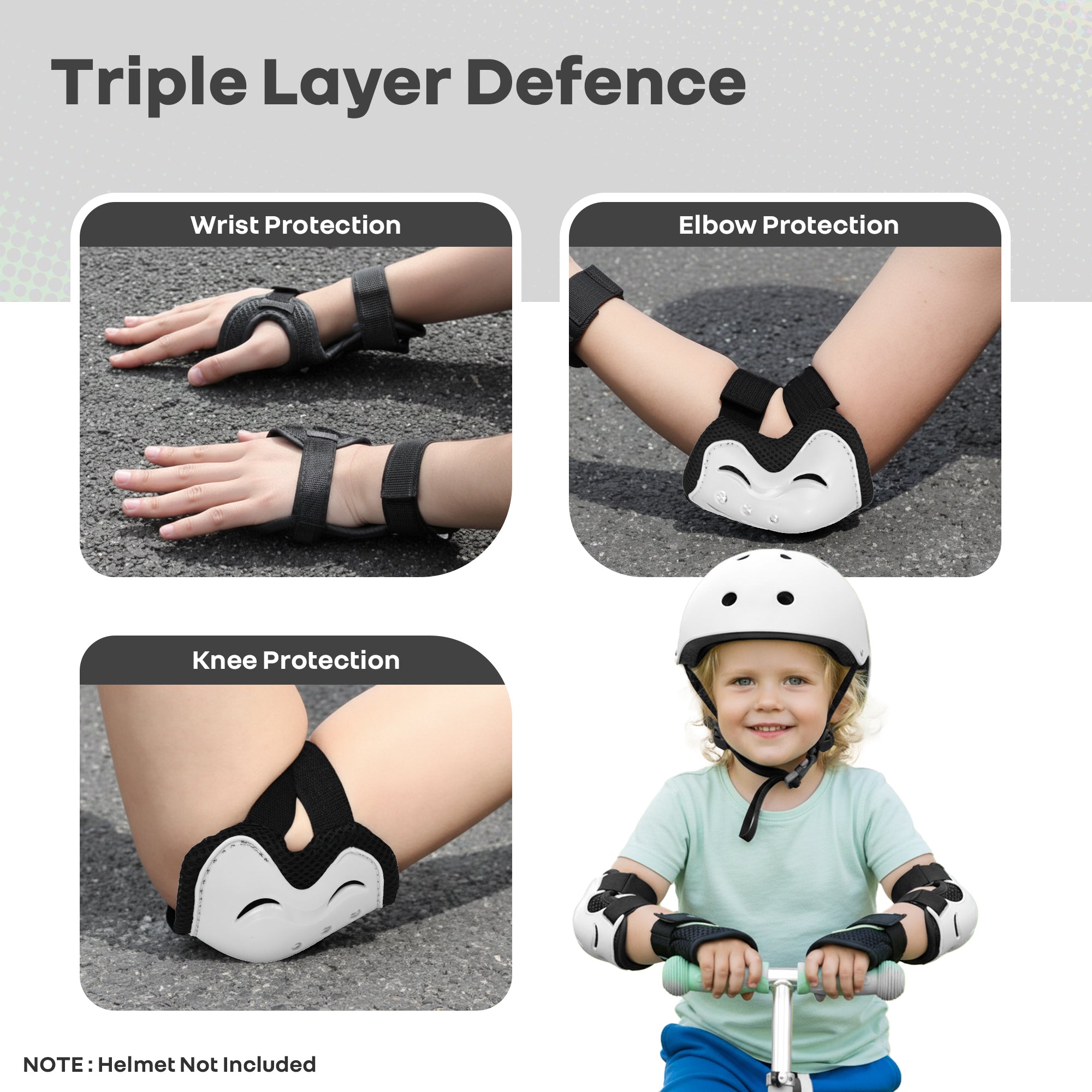 R for Rabbit Kids Safety Protector Pads Set, Cushioned Knee, Elbow & Wrist Guards for Outdoor Riding & Sports