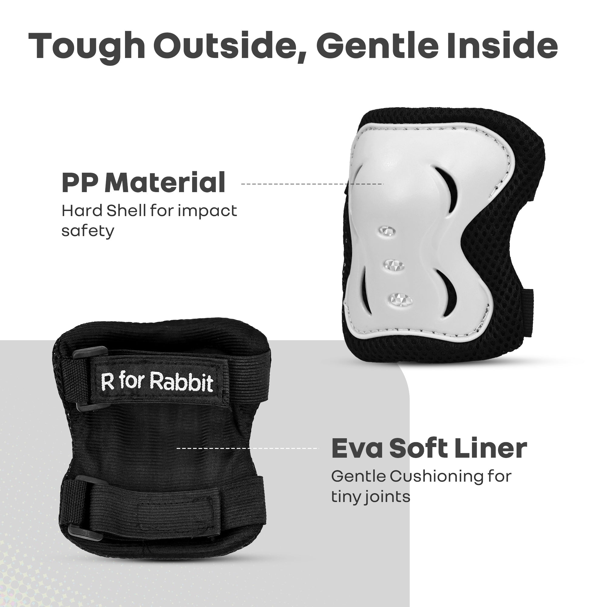R for Rabbit Kids Safety Protector Pads Set, Cushioned Knee, Elbow & Wrist Guards for Outdoor Riding & Sports