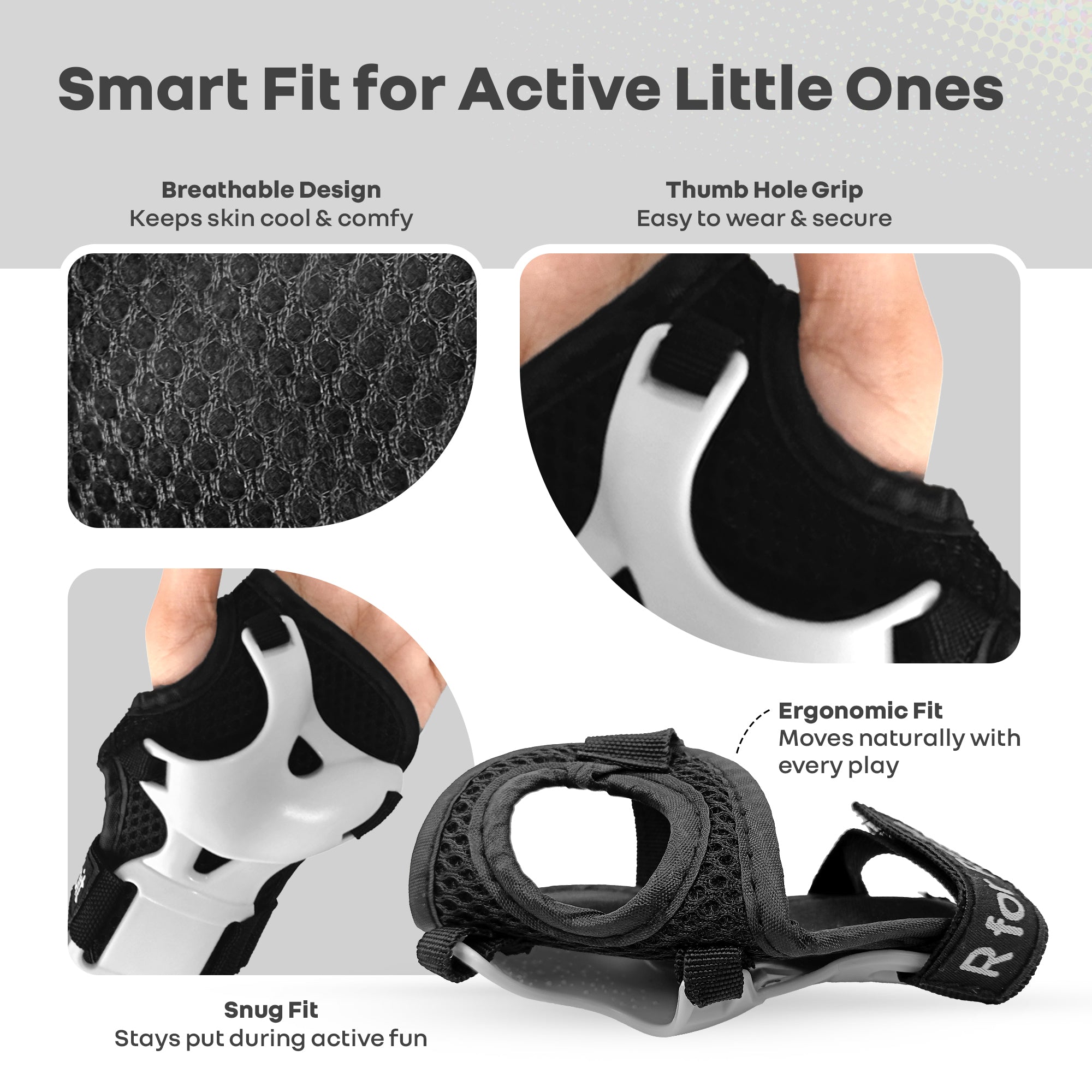 R for Rabbit Kids Safety Protector Pads Set, Cushioned Knee, Elbow & Wrist Guards for Outdoor Riding & Sports