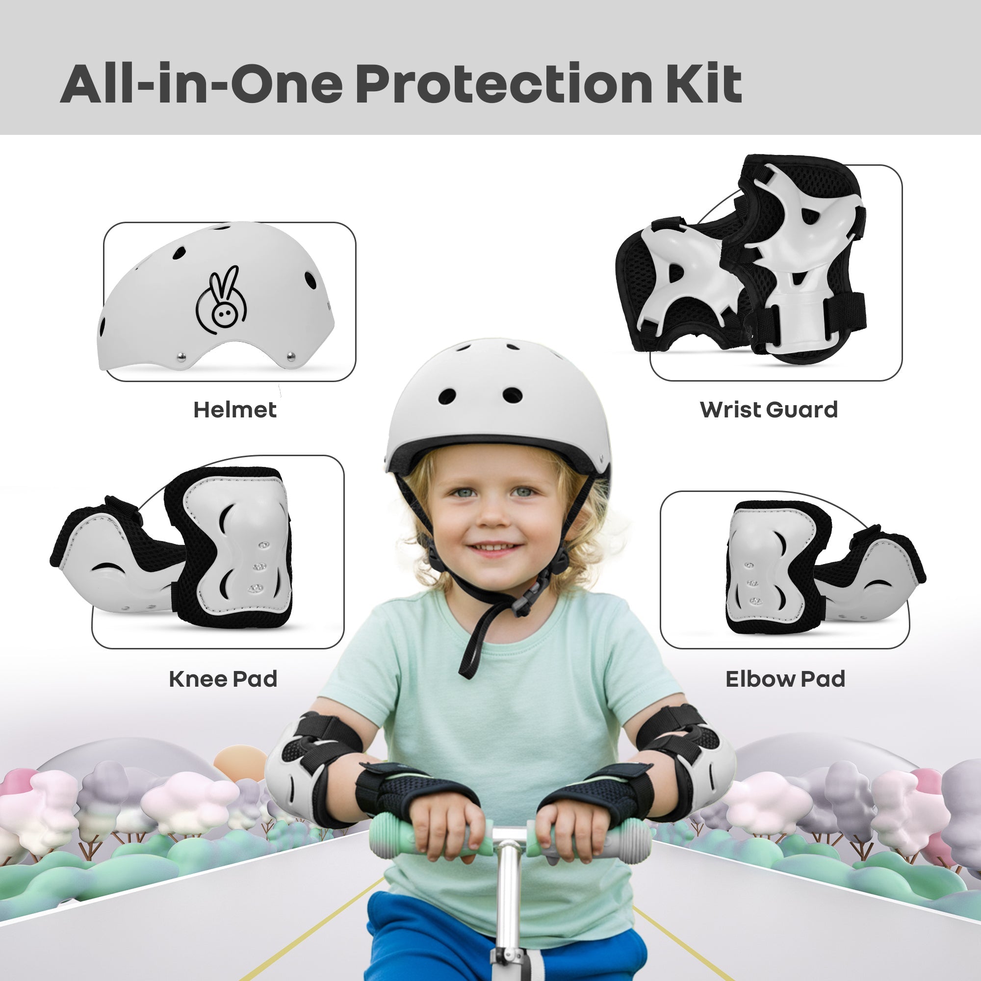R for Rabbit Safe Play Set Kids Helmet, Premium Kids Sports Safety Kit with Helmet & Protective Pads