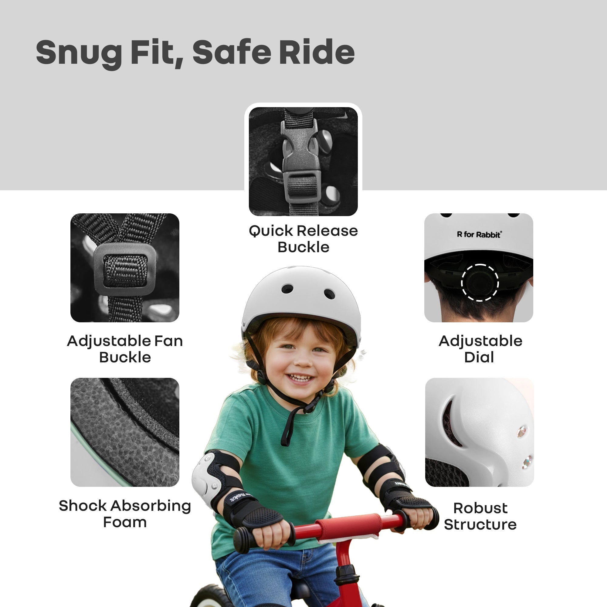 R for Rabbit Safe Play Set Kids Helmet, Premium Kids Sports Safety Kit with Helmet & Protective Pads