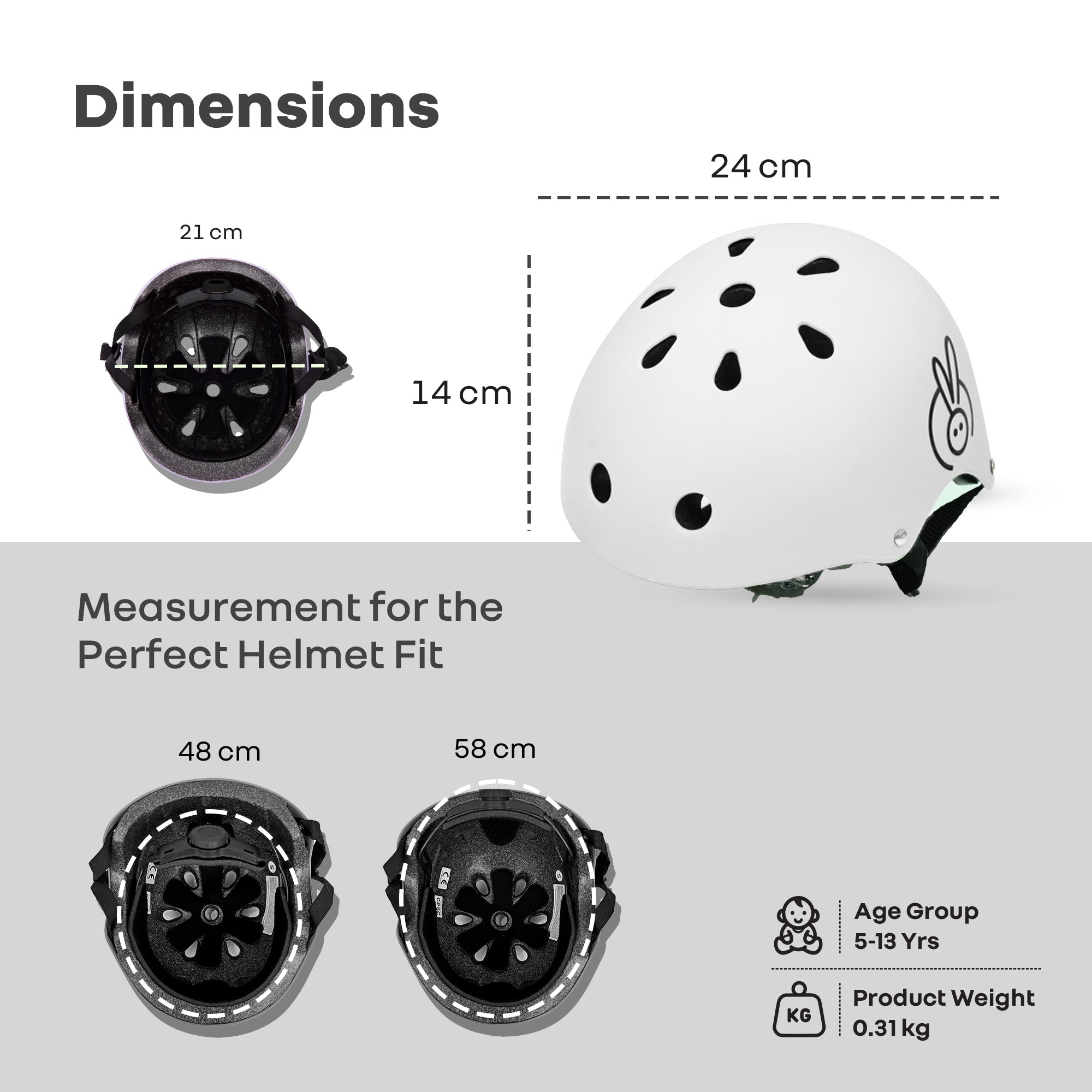 R for Rabbit Safe Play Best Kids Safety Helmet - Trusted EN1078 Certified Helmet for Kids with Shock-Absorbing EPS Foam 5-13 Years