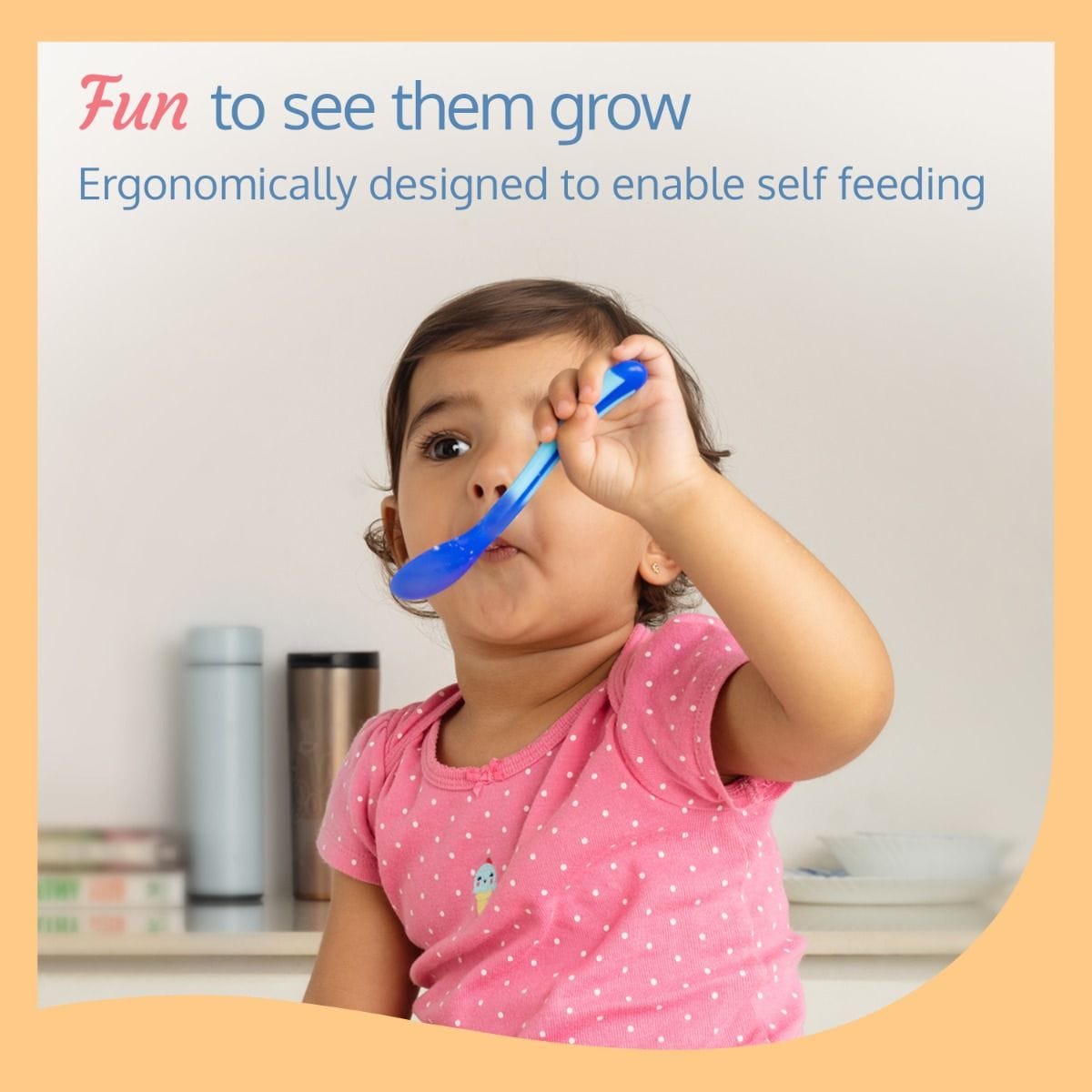 LuvLap Tiny Love Heat Sensitive Baby Feeding Spoon Set 2 Pcs, Blue