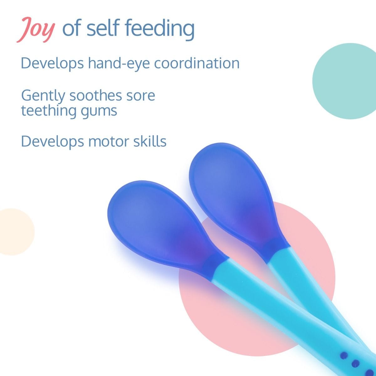 LuvLap Tiny Love Heat Sensitive Baby Feeding Spoon Set 2 Pcs, Blue