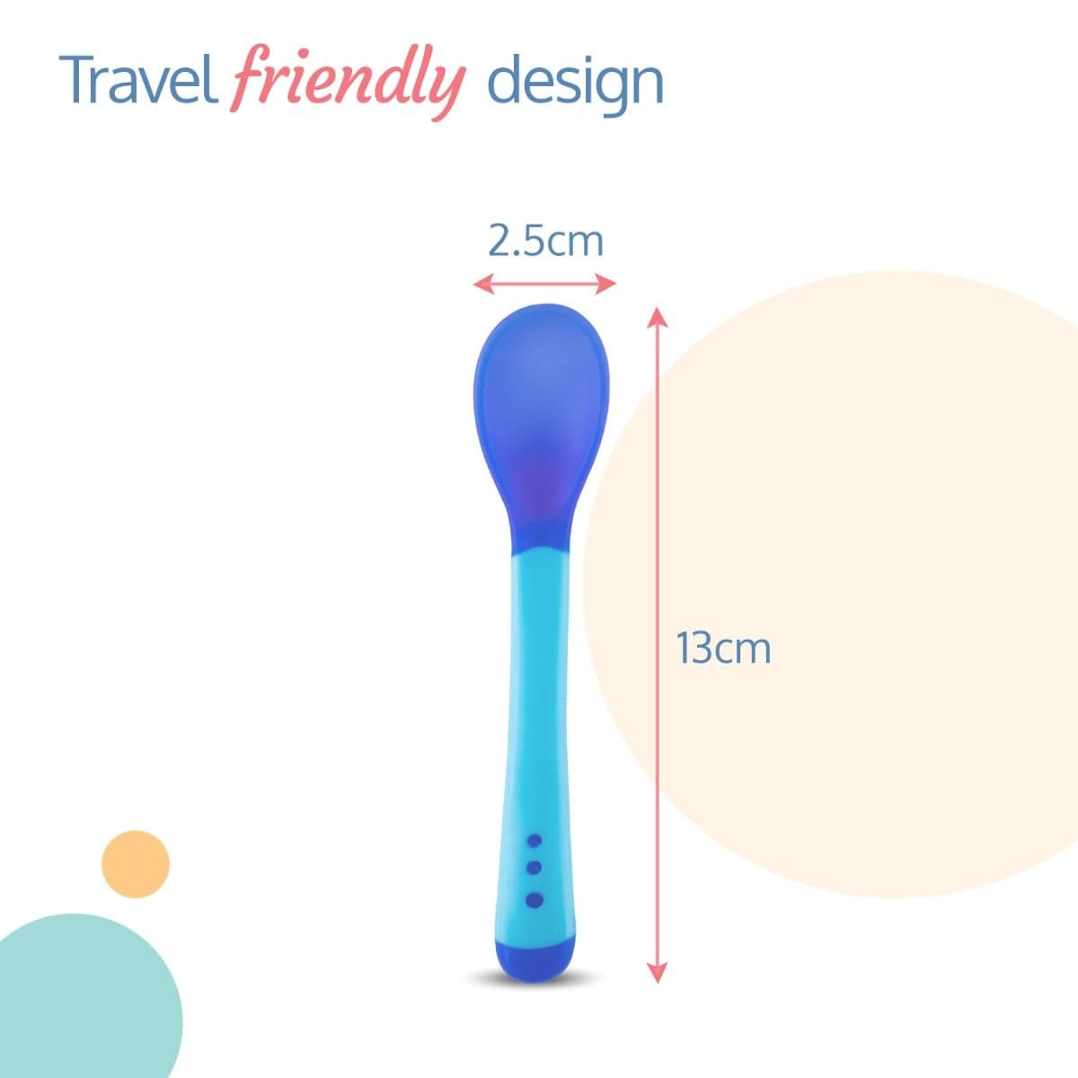 LuvLap Tiny Love Heat Sensitive Baby Feeding Spoon Set 2 Pcs, Blue