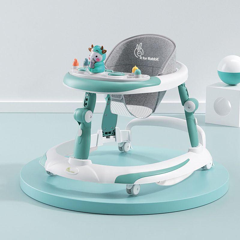 R for Rabbit Little Feet Plus Walker - Detachable Toy Bar/Meal Tray With Music & Light, 3 Level Height/ 4 Level Seat Adjustment, 2-in-1 Walker cum Rocker
