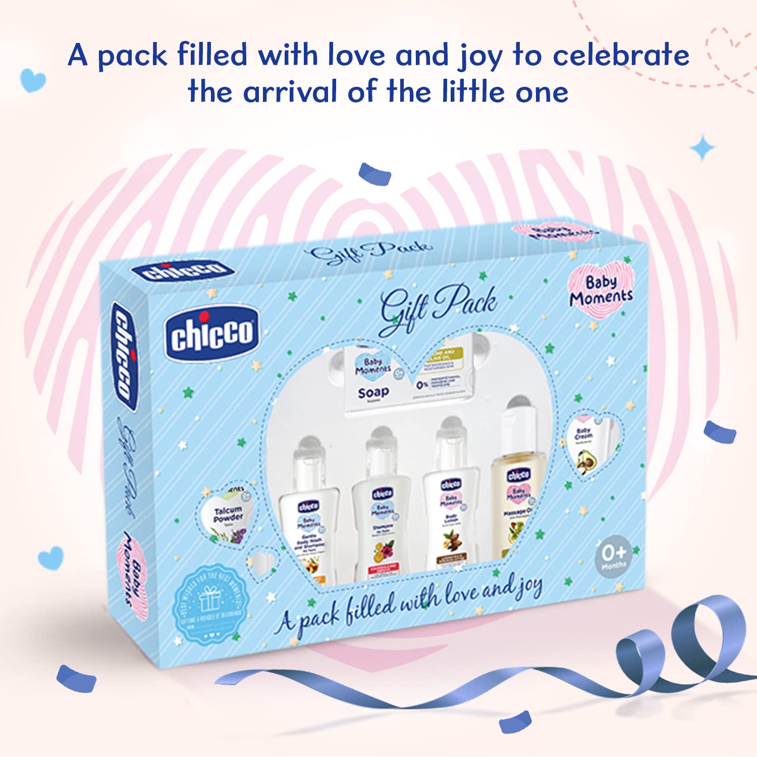 Chicco Baby Moments Caring Set Pink, Gift Set for Babies-5pcs
