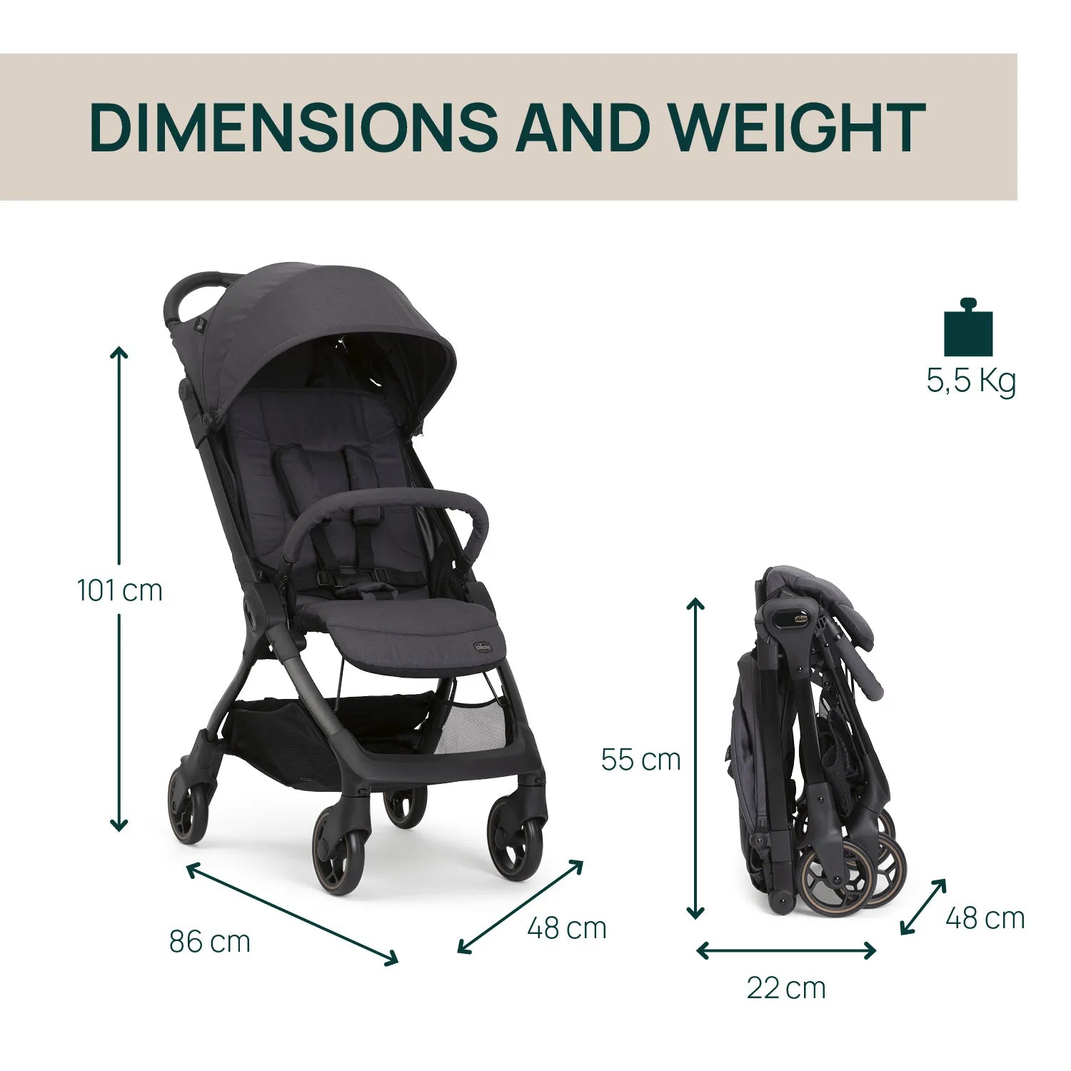 chicco Aero-We Stroller Ebony – Smart Baby
