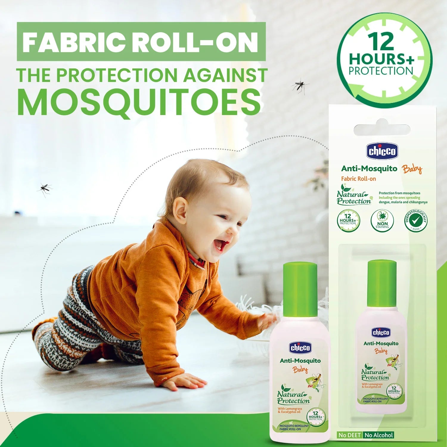 Chicco Anti Mosquito Fabric Roll On Pack of 2 8ml each