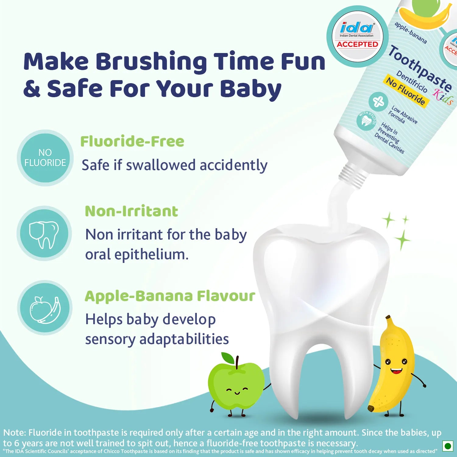 Chicco Applebanana Toothpaste  6M to 6Y  50g