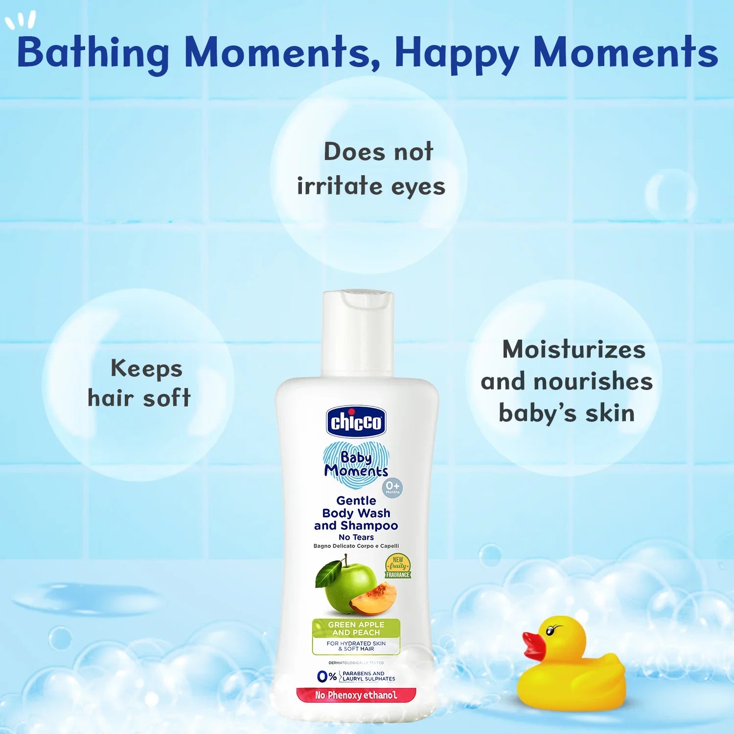 Chicco Baby Moments Gentle Bodywash & Shampoo Green Apple 100ml