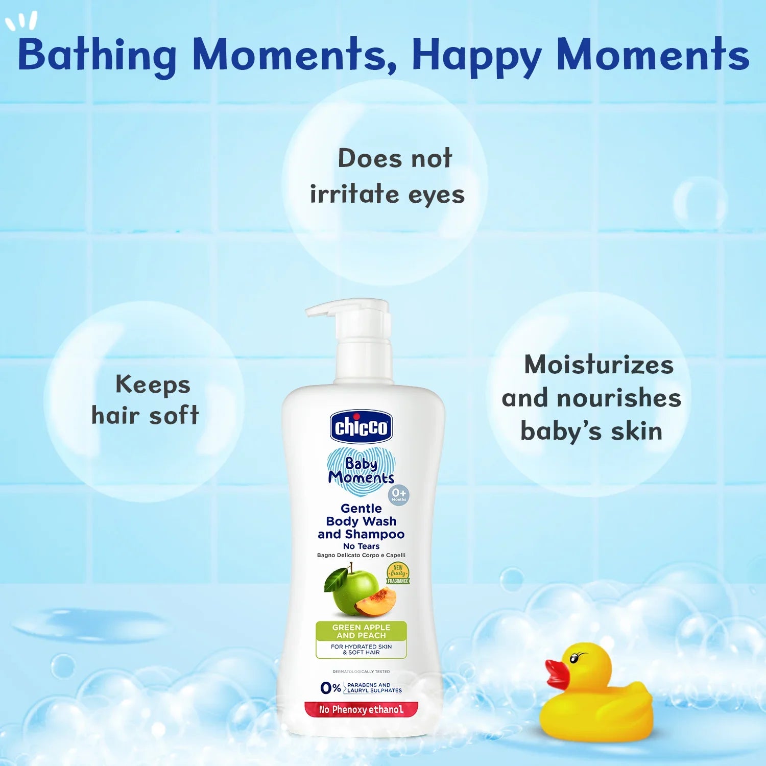 Chicco Baby Moments Gentle Bodywash & Shampoo Green Apple 500ml