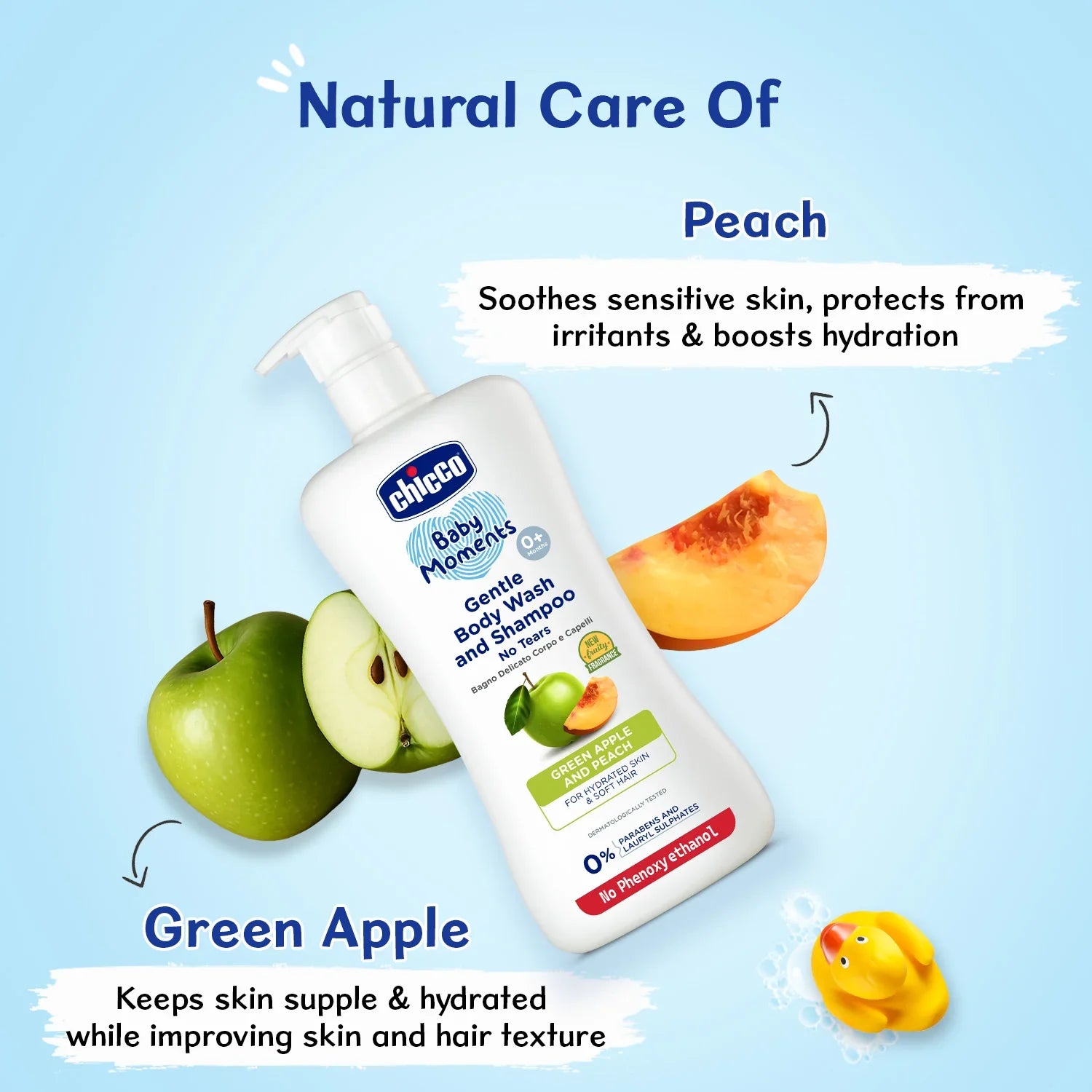 Chicco Baby Moments Gentle Bodywash & Shampoo Green Apple 500ml
