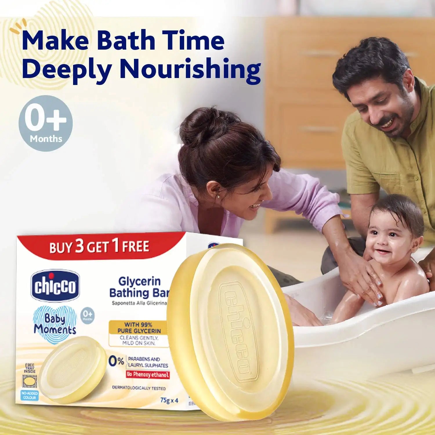 Chicco Baby Moments Glycerin Bathing Bar 75g Buy 3 Get 1 Free