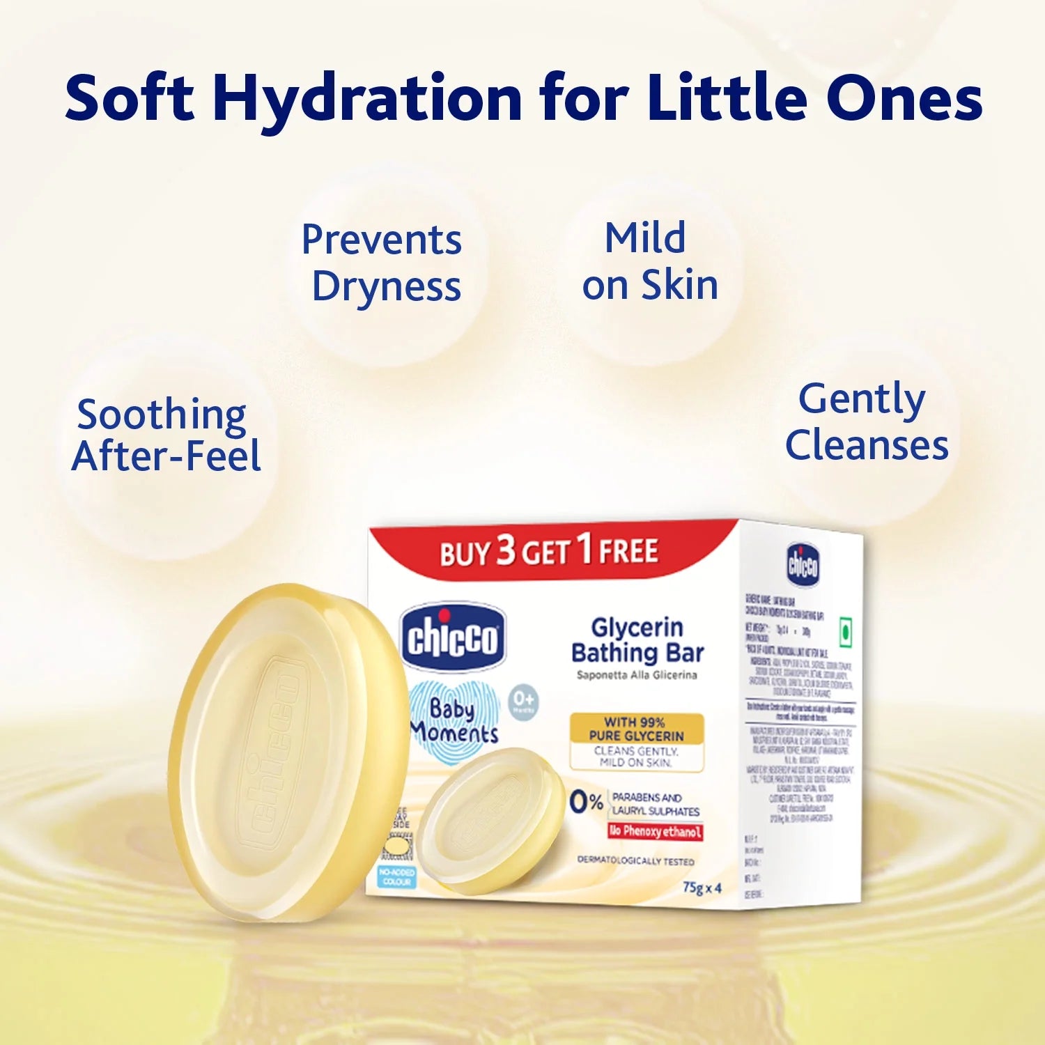 Chicco Baby Moments Glycerin Bathing Bar 75g Buy 3 Get 1 Free