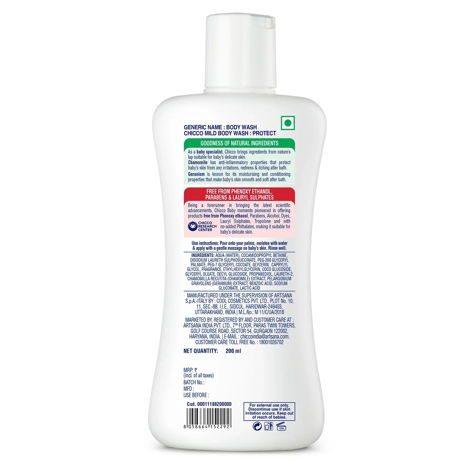 Chicco Baby Moments Mild Bodywash Protect 200ml