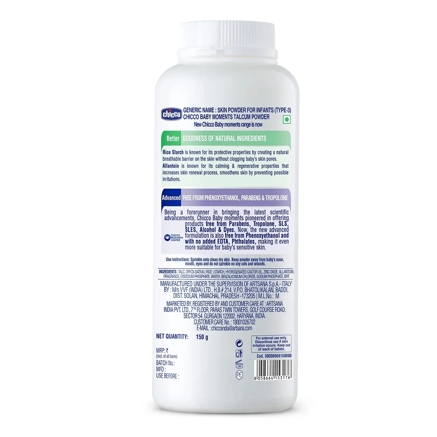 Chicco Baby Moments Talcum Powder 150g