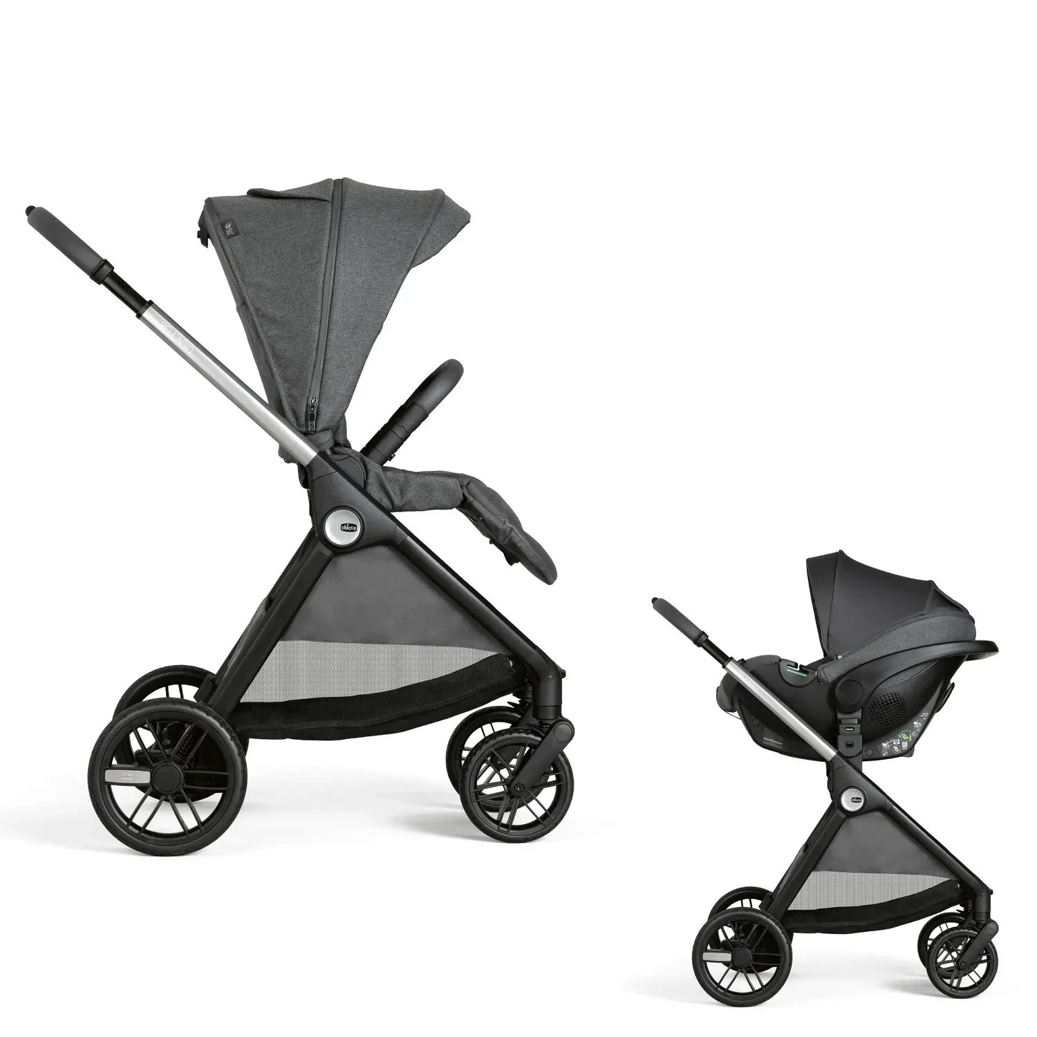 chicco Bellagio Stroller Black Satin & Kory Plus Baby Car Seat Black Satin