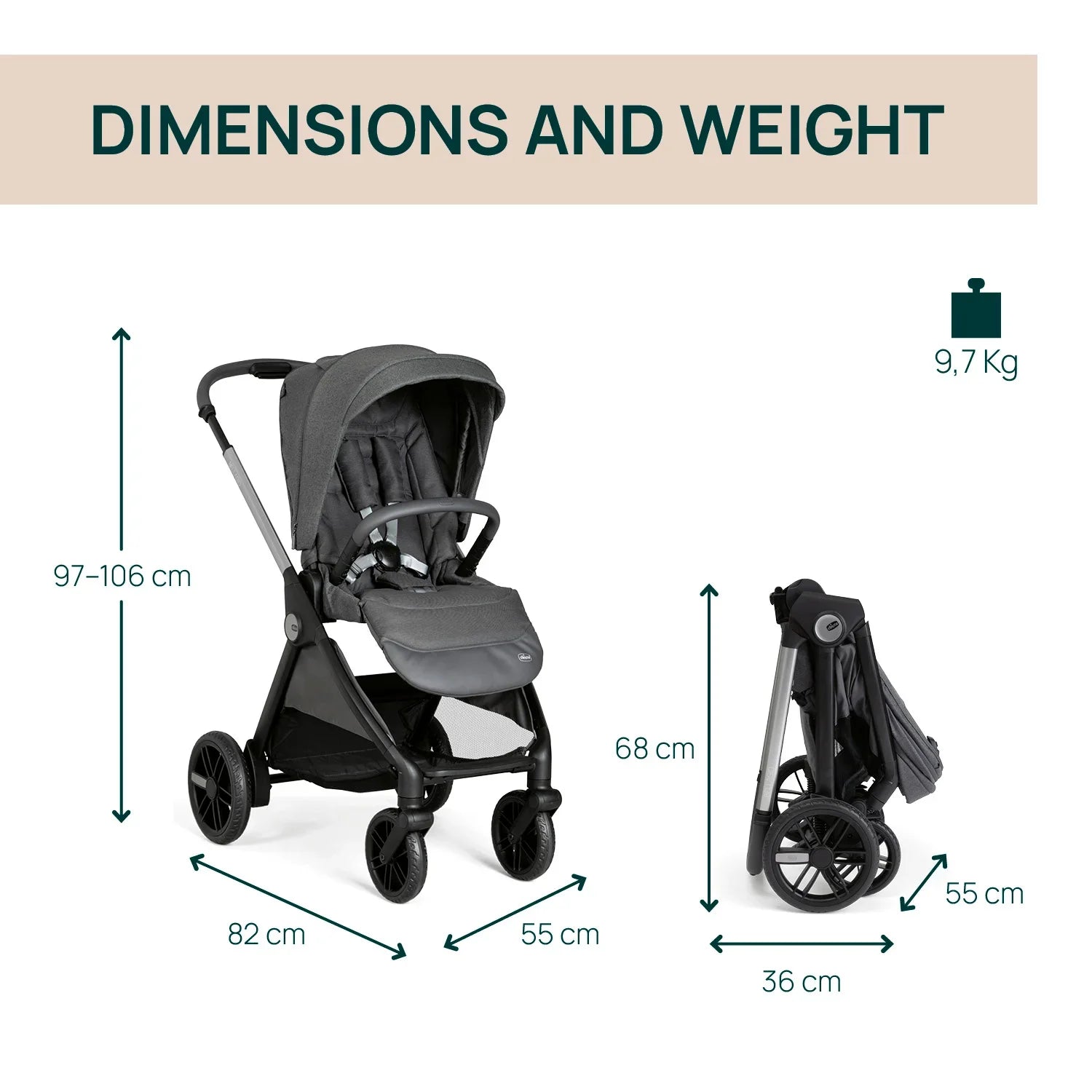 chicco Bellagio Stroller Black Satin