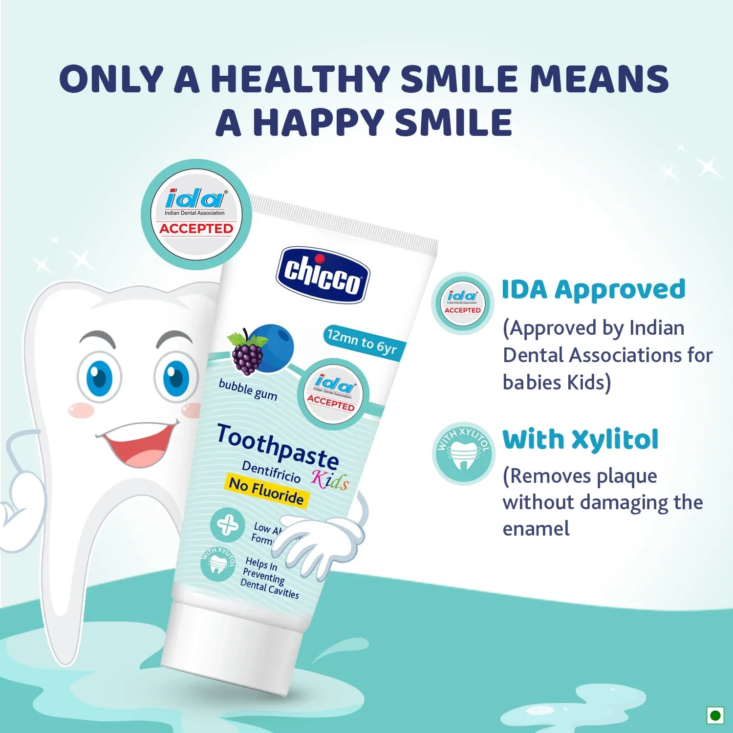 chicco Bubble Gum Toothpaste 12M to 6Y 50g