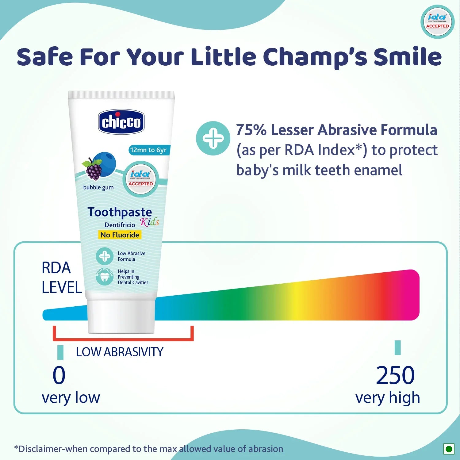chicco Bubble Gum Toothpaste 12M to 6Y 50g