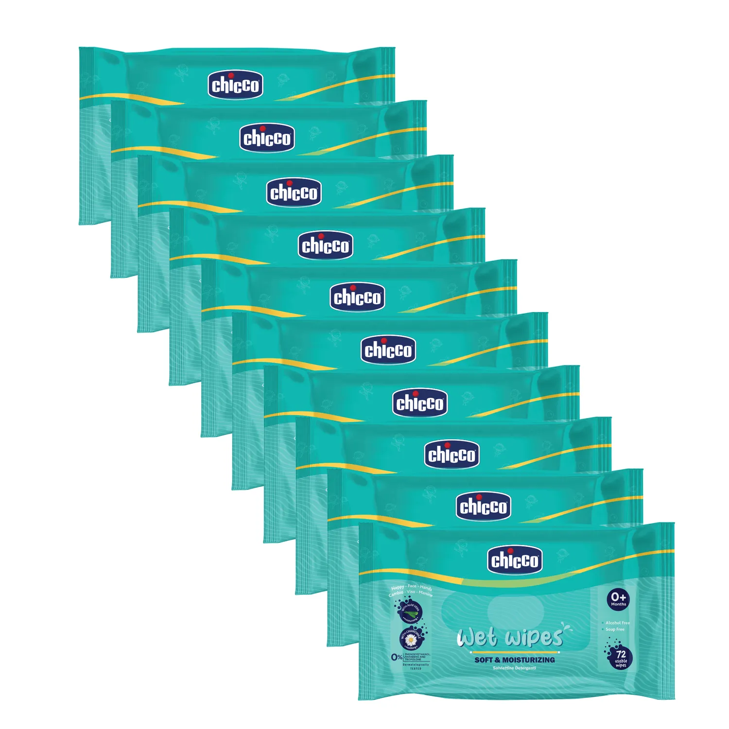 chicco Combo Wet Wipes Sticker Pack of 10  720 Pcs