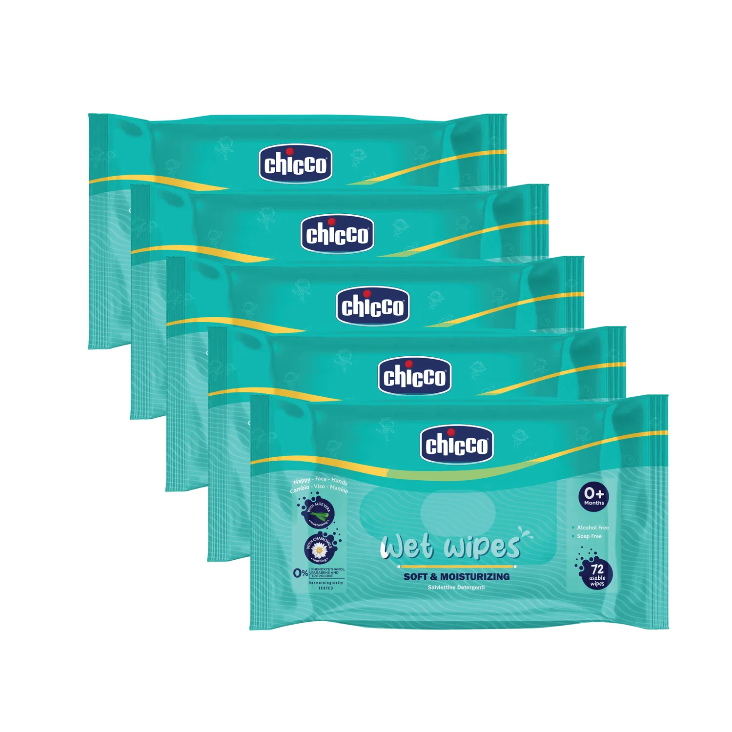 chicco Combo  Wet Wipes Sticker Pack of 5  360 Pcs