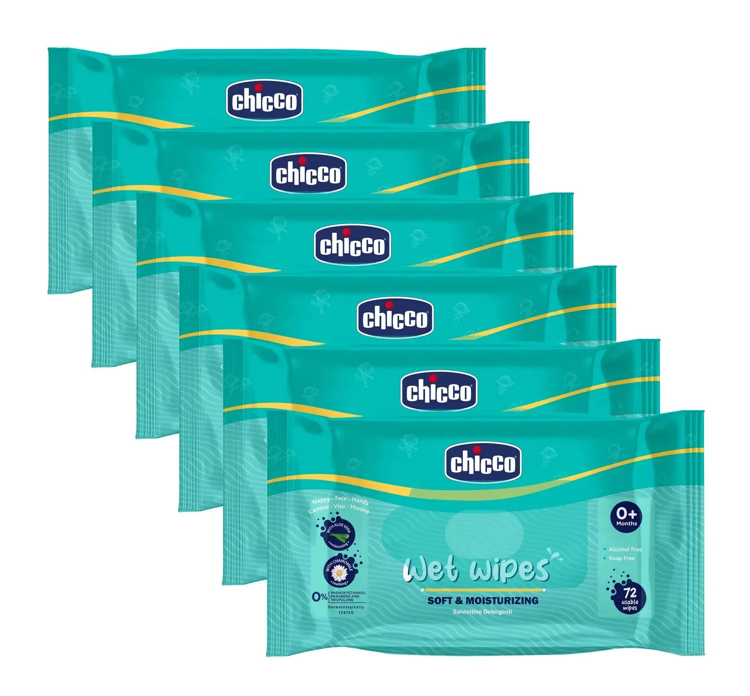 chicco Combo Wet Wipes Sticker Pack of 6  432 Pcs
