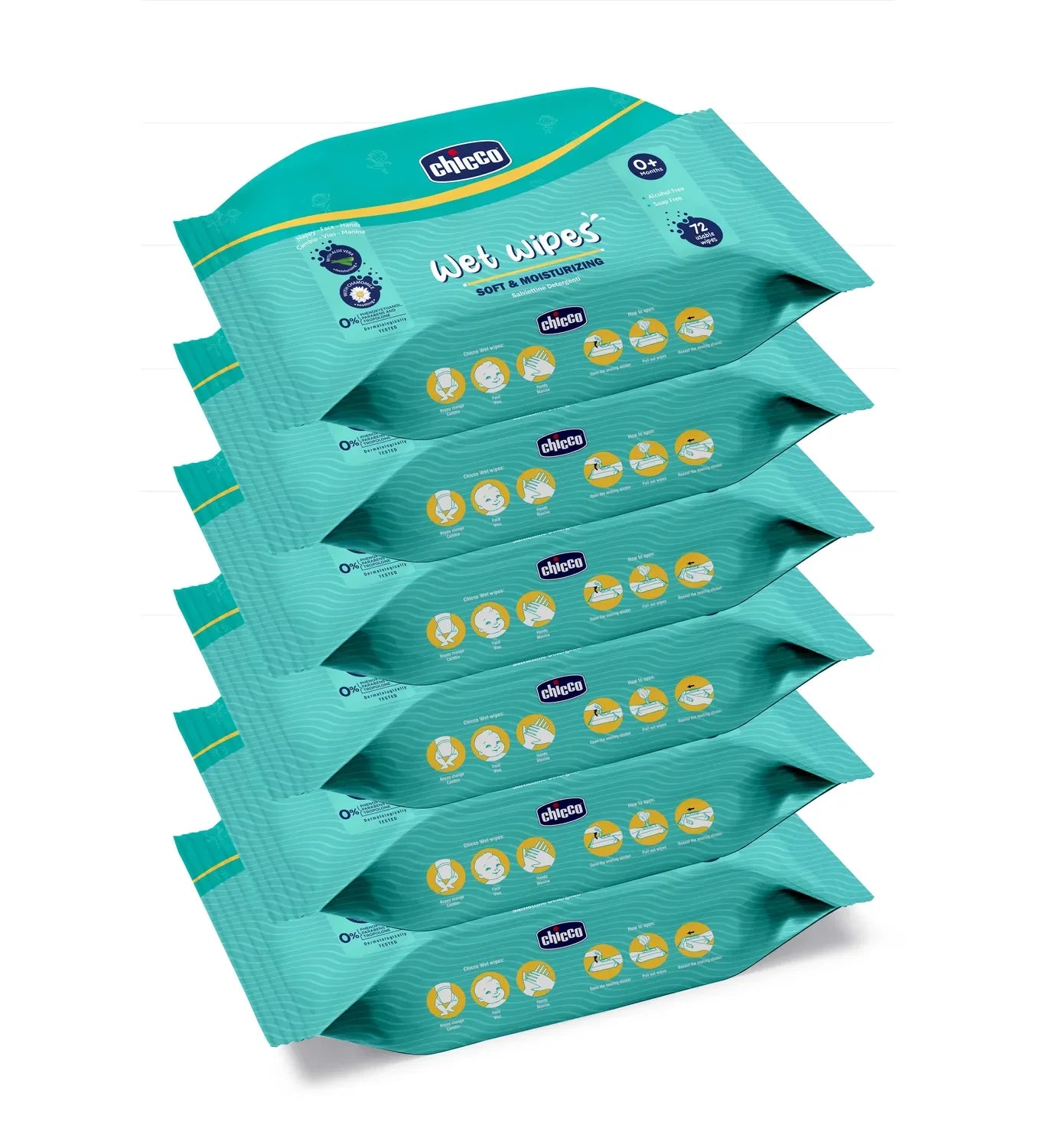 chicco Combo Wet Wipes Sticker Pack of 6  432 Pcs