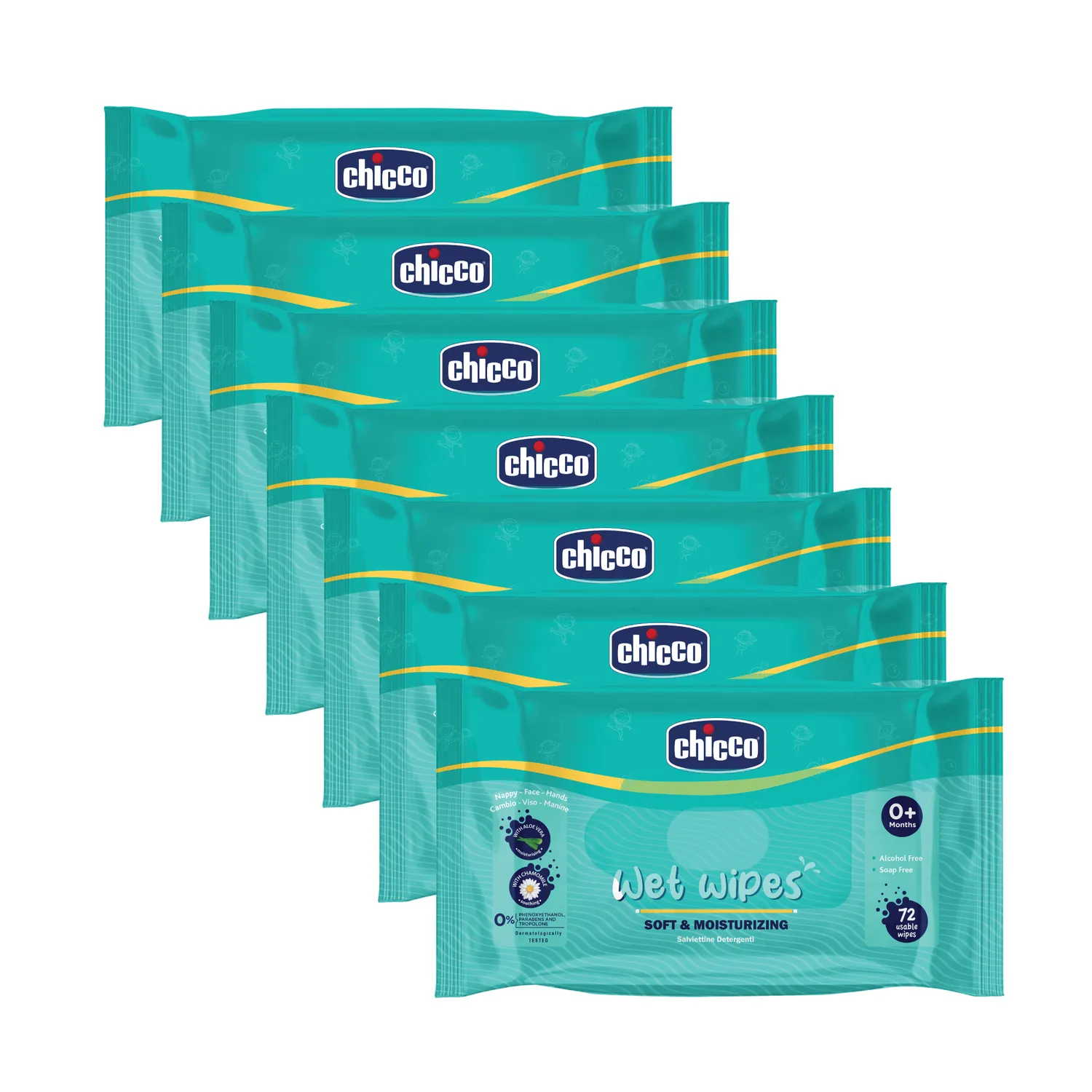 chicco Combo Wet Wipes Sticker Pack of 7  504 Pcs