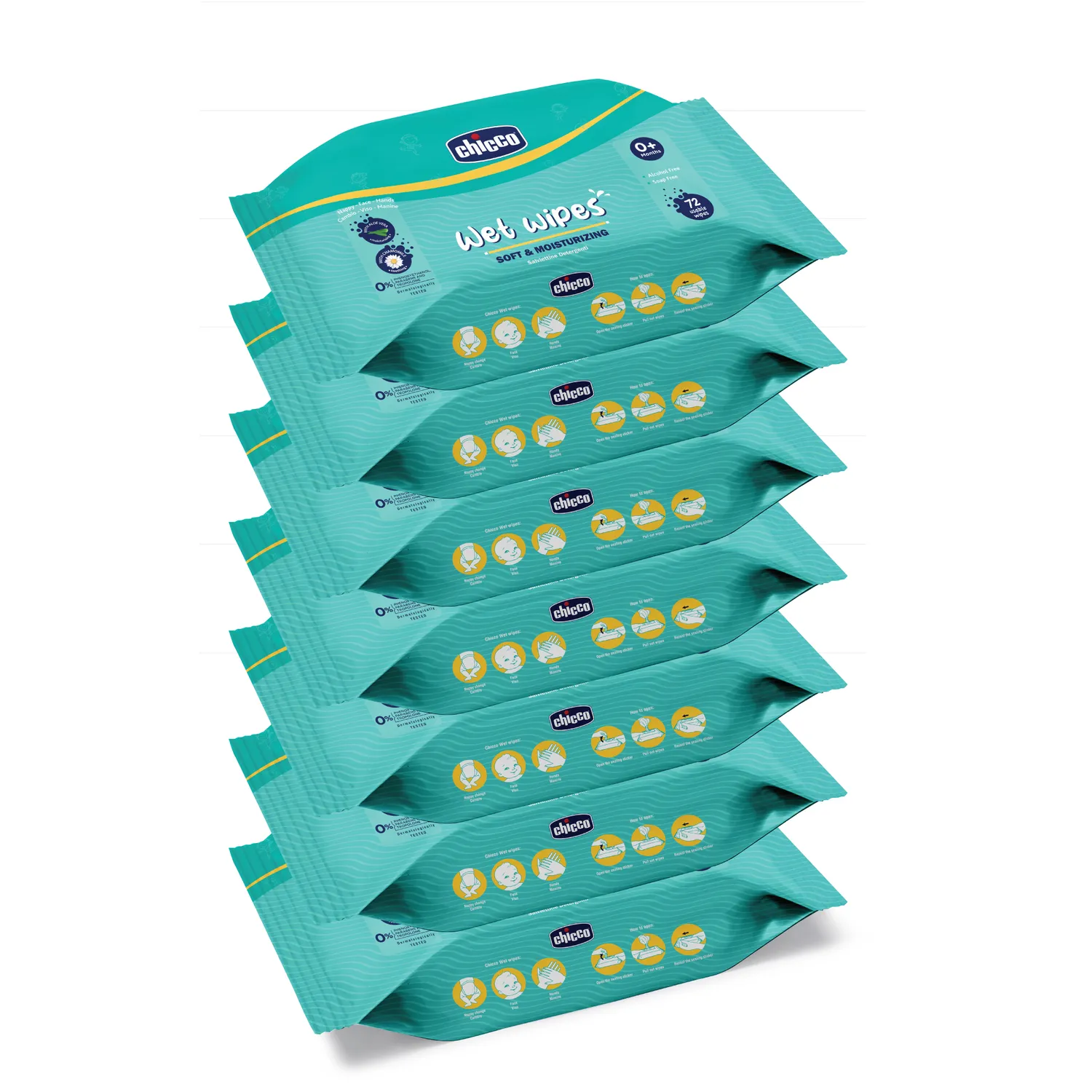 chicco Combo Wet Wipes Sticker Pack of 7  504 Pcs