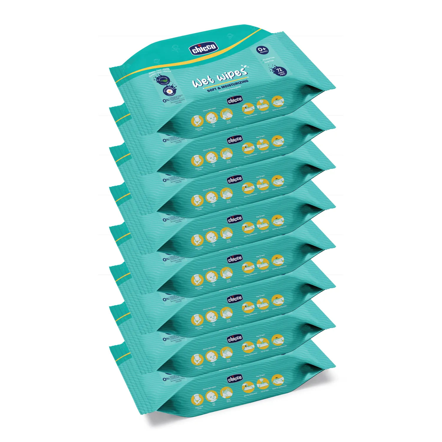 chicco Combo  Wet Wipes Sticker Pack of 8  576 Pcs