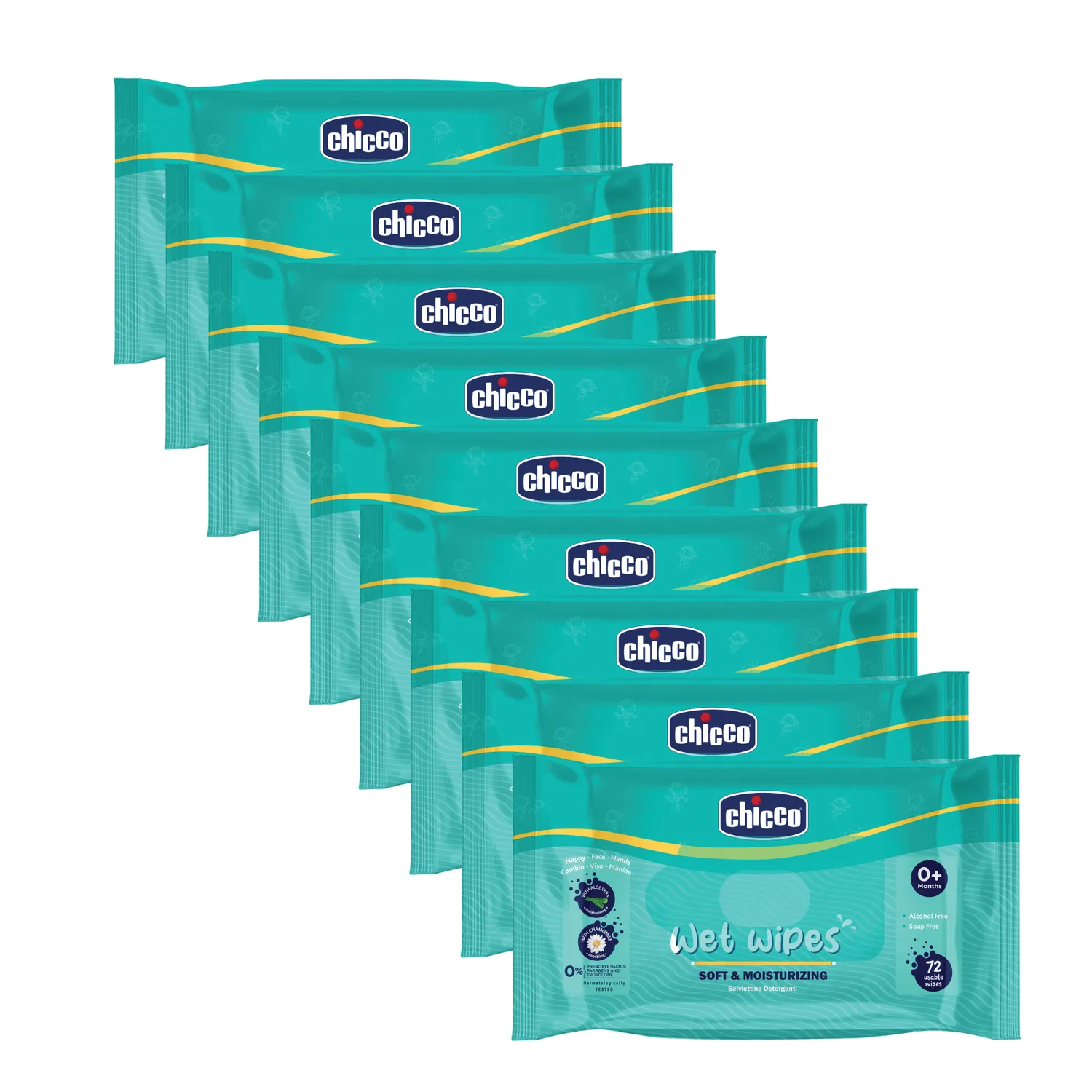 chicco Combo Wet Wipes Sticker Pack of 9  648 Pcs
