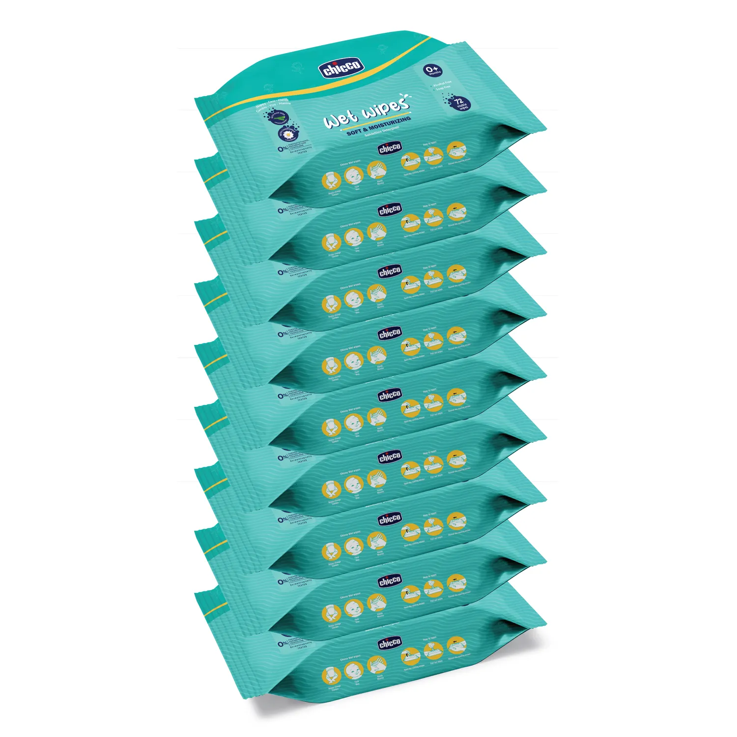 chicco Combo Wet Wipes Sticker Pack of 9  648 Pcs