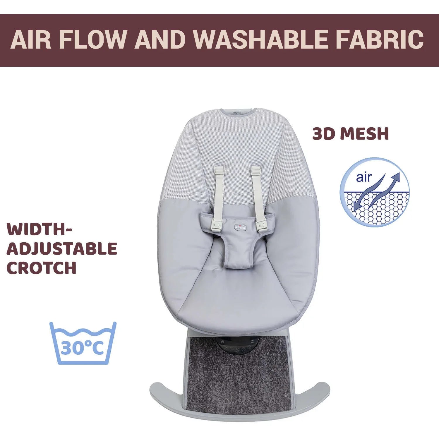 chicco Comfy Wave Baby Bouncer Silverspring