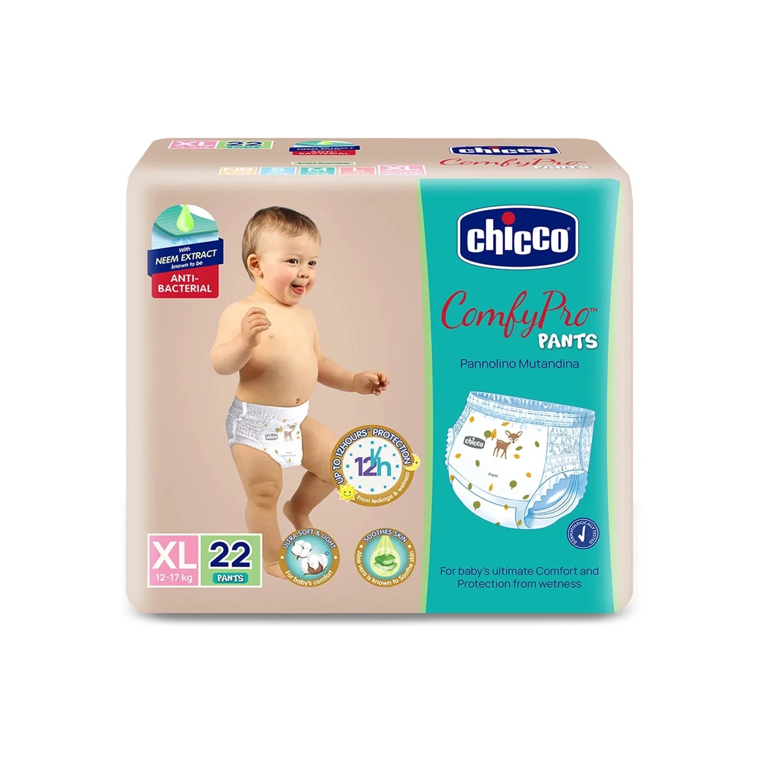 chicco Comfypro Pants Style Baby Diaper Extra Large 22 Pc