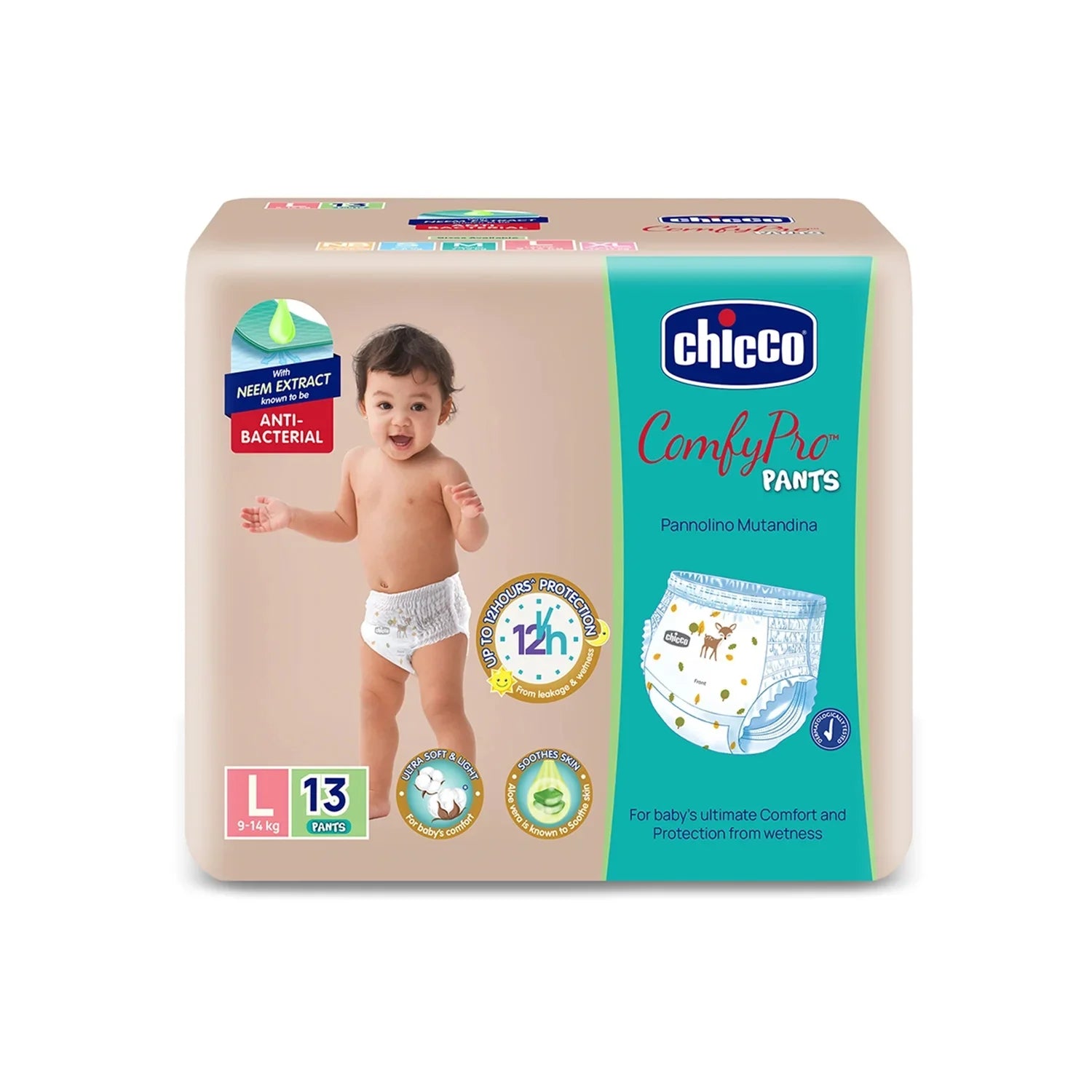 chicco Comfypro Pants Style Baby Diaper Large 13 Pc